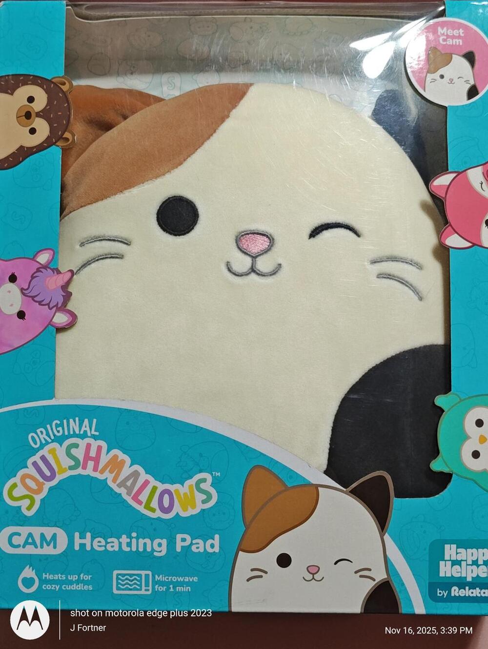 Squishmallows CAM The Cat Heating Pad Plush Animal By Happy Helpers